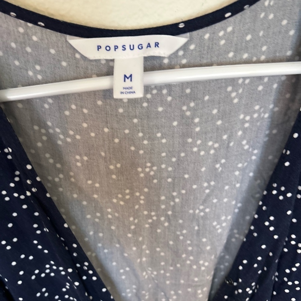 POPSUGAR medium Navy Blue Polka Dot Jumpsuit - Picture 12 of 12